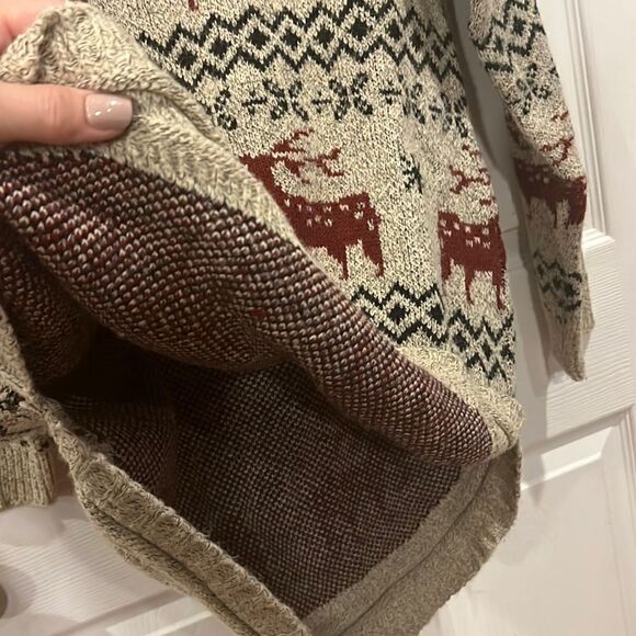 Shineflow Reindeer Patterned Knit Sweater Long Beige Red Small - Picture 13 of 13